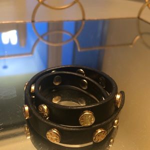 Tori Burch black leather wrap bracelet